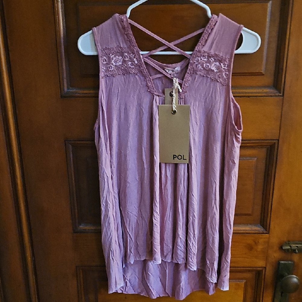 NWT POL Mauve Sleeveless Lace Top